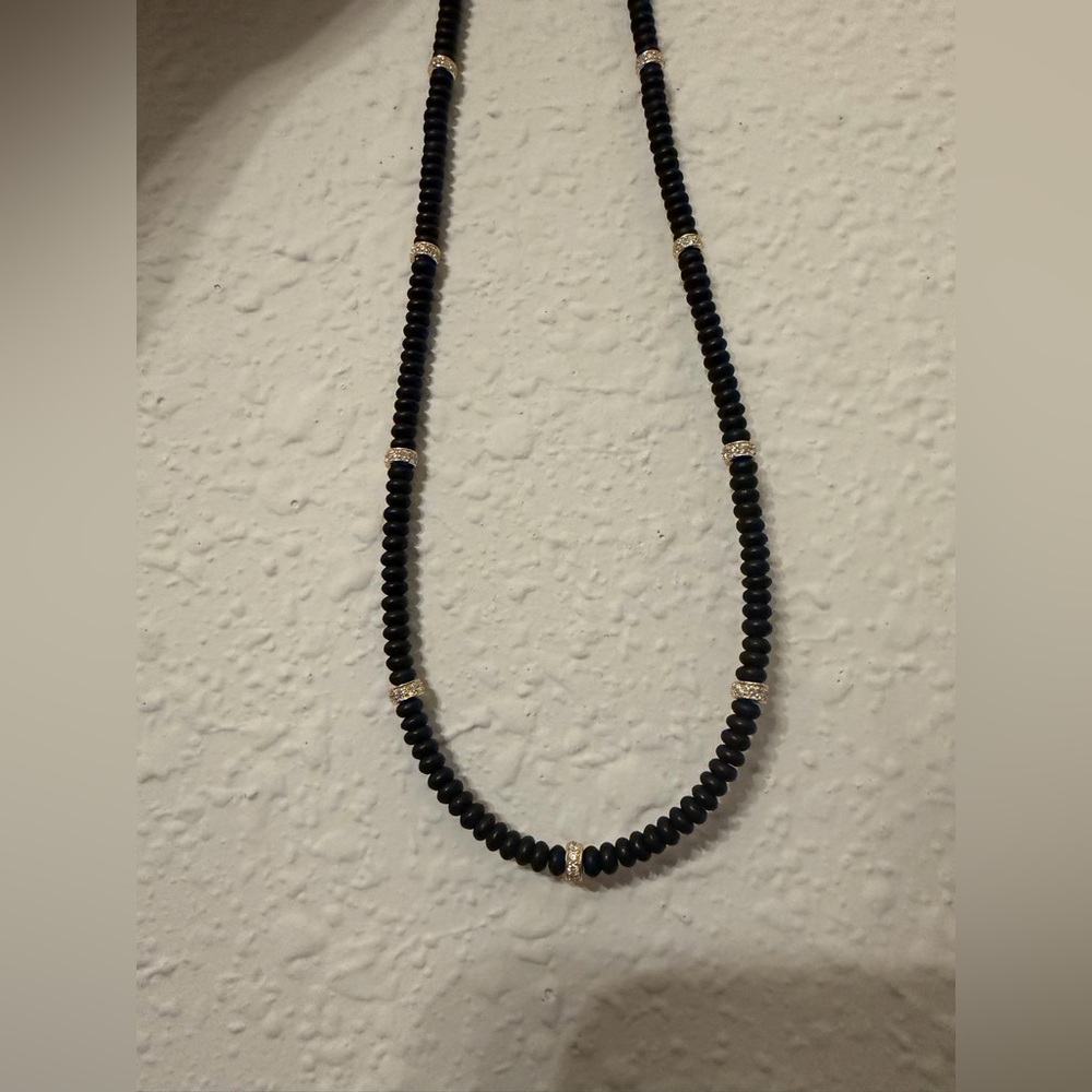 Lagos COUTURE 18k agate and diamond station necklace 17.25”